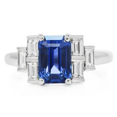 GIA 3.92ct Ceylon Blue Sapphire Diamond Platinum Engagement Ring
