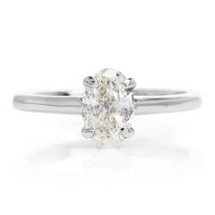 GIA Certified Classic 1.01 Oval Cut Diamond White Gold Solitaire Engagement Ring