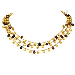 Marco Bicego Paradise Citrine Tourmaline 18K Yellow Gold Three Strand Bead Necklace