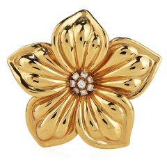 Van Cleef & Arpels Diamond 18K Gold Unique Magnolia Floral Pin Brooch