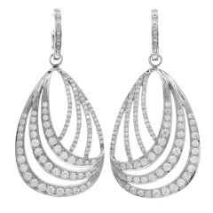 Modern 3.79 Carats Diamond White Gold Crossover Dangle Earrings