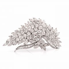 Vintage ELWOOD VAN CLIEF Diamond Platinum Brooch Pin 17.50 Carats