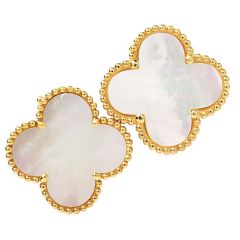 Van Cleef & Arpels Mother of Pearl 18K Gold Alhambra VCA Earrings