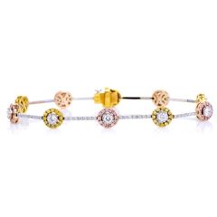 Estate 2.55cts Fancy Yellow Pink Diamond 18k  Gold Link Bracelet