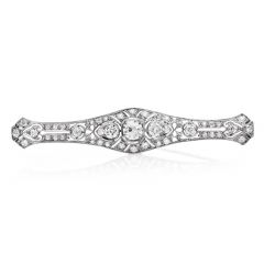 Antique Art Deco 3.75 cts Old Diamond Platinum Geometric Bar Brooch Pin