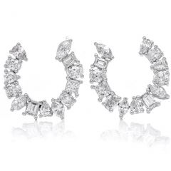 4.46ct Diamond Platinum Multi-Shaped Link Hoop Earrings