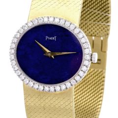 Piaget Vintage Diamond Lapis Lazuli 18K Gold Ref 9806 Ladies Watch