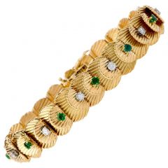 Van Cleef & Arpels Vintage Diamond Emerald 18K VCA Gold Bracelet