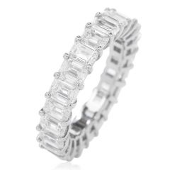 4.56cts Emerald Cut Diamond Platinum Eternity Band Ring