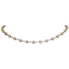 Stella J. Designer 7.80cts Diamond 18K Rose Gold 16.5" Halo Link Necklace 