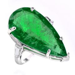 GIA 17.42cts Emerald Diamond Platinum Engagement Ring 