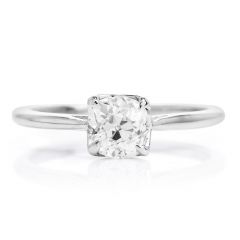 GIA Old Mine Cut Diamond White Gold Solitaire Engagement Ring