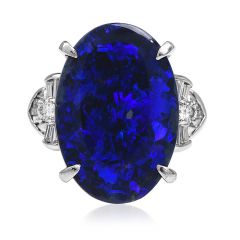  11.52cts GIA Black opal Diamond Platinum Halo Cocktail Ring