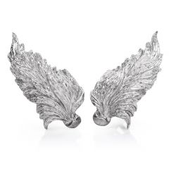 Vintage Buccellati 18K White Gold Feather Clip On Earrings