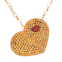 Nanis 5.03ct Pavé Yellow Sapphire 18K Gold Large Heart Pendant Chain Necklace