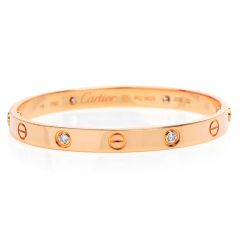 Cartier Love Diamond 18K Rose Gold Bangle Bracelet
