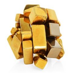 Alfred Karram Modernist 18K Gold Geometric Lingot Nugget Cocktail Ring