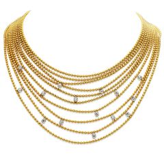 Cartier Draperie De Décolleté Diamond 18K Yellow Gold Multi Link Choker Necklace