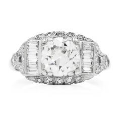 H. Samuel Antique Old European Diamond Platinum Engagement Ring 