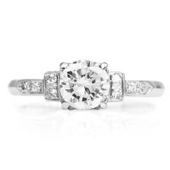 Vintage 1.02cts Round Cut Diamond Platinum Geometric Engagement Ring