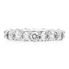 Estate 2.25cts Round Cut Diamond 18K White Gold Eternity Wedding Band Ring
