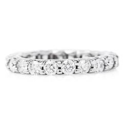 Estate Round Diamond 14K White Gold Classic Eternity Wedding Band Ring
