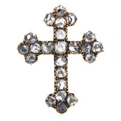  Antique Edwardian Cross 4.10cts Rose-cut diamond  gold pendant