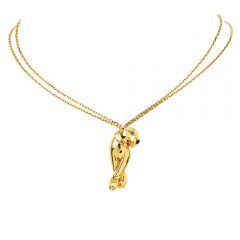 Cartier Tsavorite Onyx 18K Yellow Gold "Panthere De Cartier" Pendant Chain Necklace