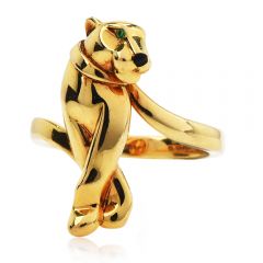 Cartier Panthere Emerald Onyx 18K Yellow Gold Panther Ring