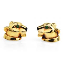 Cartier Tsavorites Onyx 18K Yellow Gold "Panthere de Cartier" Stud Earrings