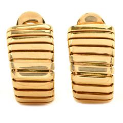 Bvlgari Tubogas Vintage18K Yellow Gold Link Hoop Earrings