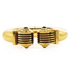  Estate High polish Italian Gold Amatyest Enamel Cuff Bangle  Bracelet 