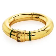 1990s Italian Citrine 18k Gold Wide Bangle Bracelet