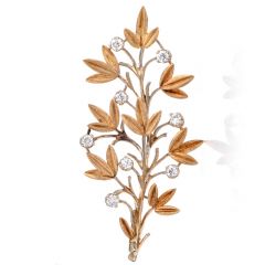 Buccellati Vintage Diamond Flower 18k Gold Spray Pin