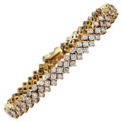 Estate Diamond 18K Gold Flexible Polished Link 1980s Bracelet