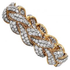 Vintage Diamond 18K Gold Cluster Braided Link Bracelet-Dover Jewelry