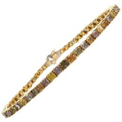 Estate 10.01ct Natural Fancy Color Diamond 18K Gold Rainbow Link Bracelet