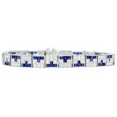 Sophia D Art Deco Sapphire Diamond Platinum Line Bracelet