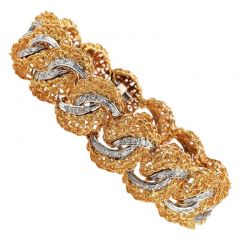 Estate Diamond 18K Two-Color Gold Woven Filigree Bracelet