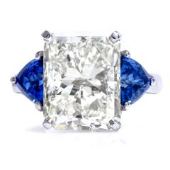 Classic GIA 8.34cts  Platinum Radiant Diamond Sapphire  Engagement ring