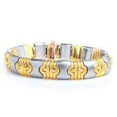 Bvlgari Parentesi 18K Gold Stainless Steel Link Bracelet-Dover Jewelry