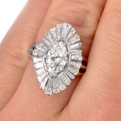 Estate 2.80cts Diamond Platinum Ballerina Cocktail Ring -Dover Jewelry