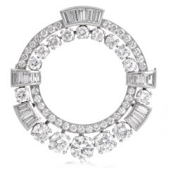 Vintage 5.00cts Diamond Platinum Wreath Brooch Pin