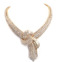 Estate 122.58ctw Diamond Scarf Knot 18K Statement Necklace-Dover Jewelry
