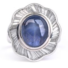 AGL Ceylon Sapphire 13.90cts Diamond Platinum Cocktail Ring