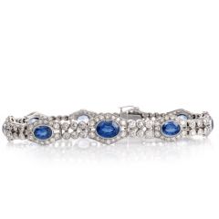 Walser Wald Vintage Deco Diamond Sapphire Platinum Bracelet 