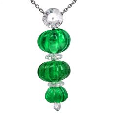 Colombian Emerald Diamond Carvin French Carved Platinum Necklace-Dover Jewelry