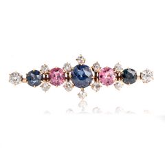Tiffany & Co. 1900s Pink Blue Spinel Old Mine Diamond 18K Pin 