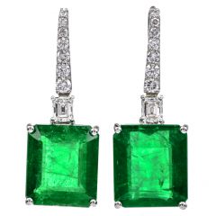 Magnificent 27.75 Carat Emerald Diamond 18k Gold Drop Earrings