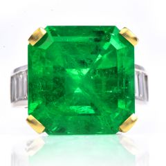 AGL 19.60cts Colombian Emerald Diamond 18K Gold Cocktail Ring|DoverJewelry|